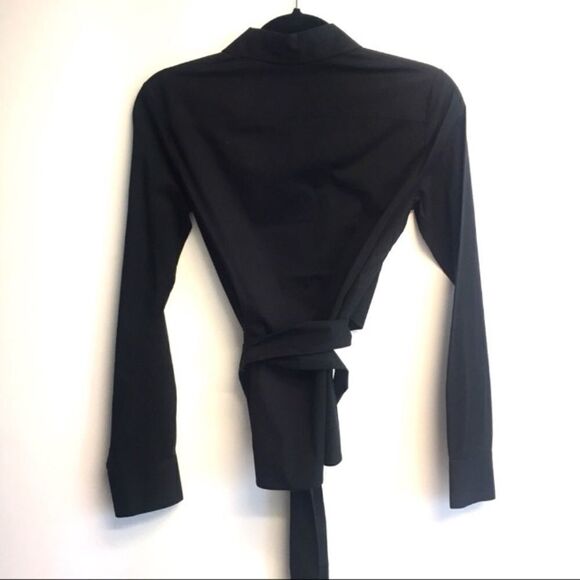 THEORY Black Button Front Tie Waist Blouse Shirt XS - Picture 8 of 9